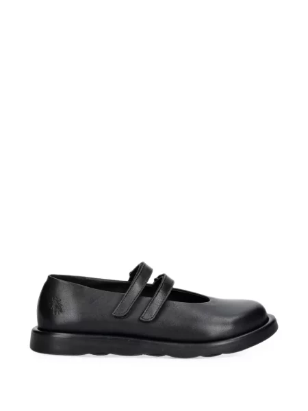 Balerini Fly London din piele cu bretele negru