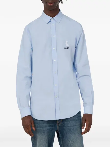 Cămașă Love Moschino din poplin albastru