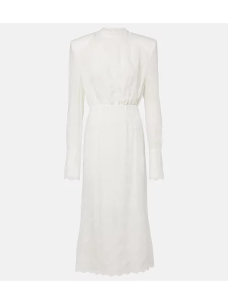 Rochie midi Magda Butrym cu broderie de lână alb