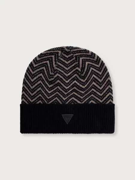 Guess czapka beanie z dodatkiem wełny granatowa