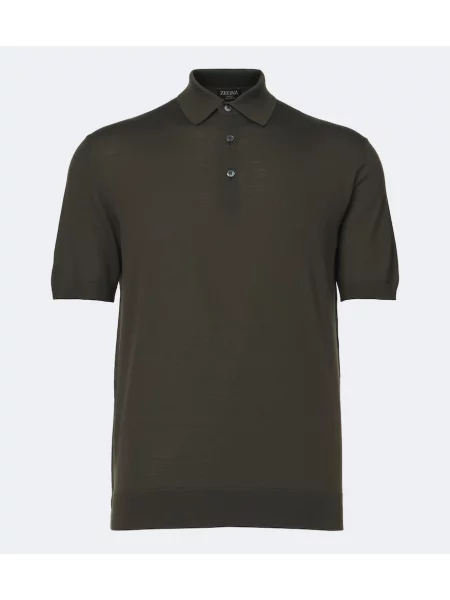 Tricou polo Zegna de lână verde