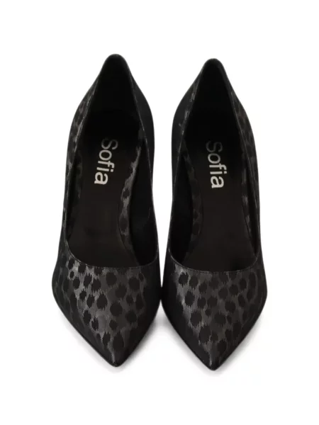 Pantofi cu toc Sofia cu imagine cu model leopard negru