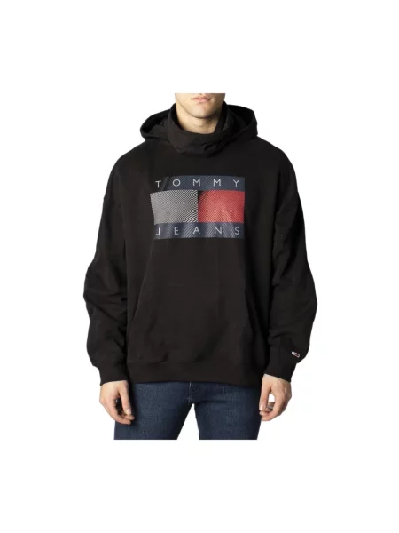 Bluza z kapturem Tommy Jeans z kapturem z nadrukiem czarna