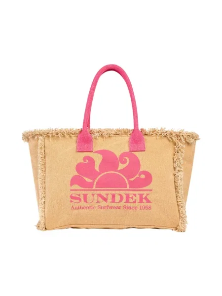 Torba plażowa Sundek z kamieniami płócienna beżowa