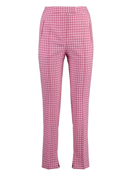 Pantaloni Pt Torino în carouri cu imagine roz