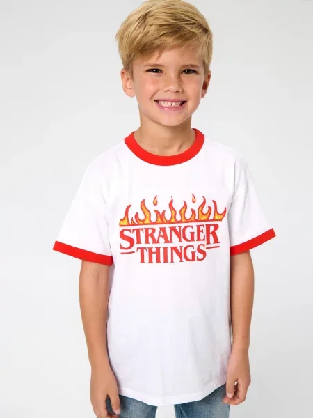 Sinsay Tričko s potiskem Stranger Things bílá