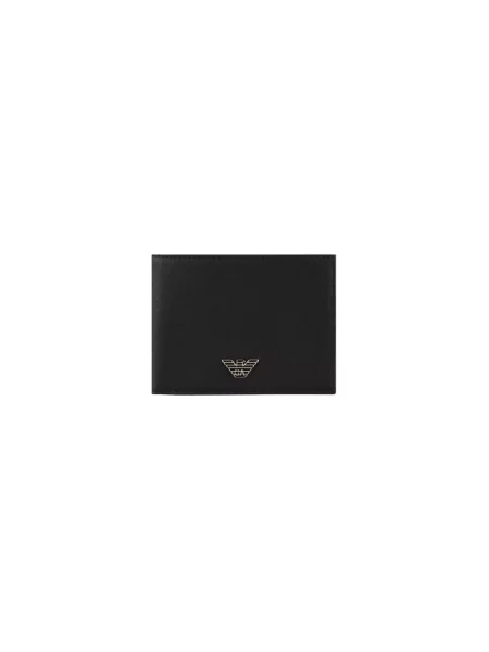 Portfel Emporio Armani skórzany z logo czarny