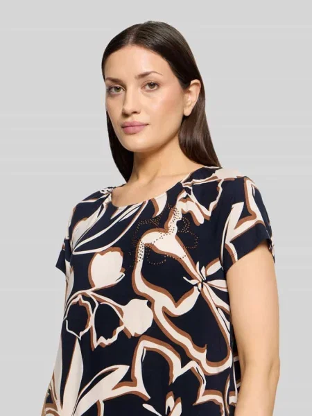 T-shirt z mieszanki krój regular fit Betty Barclay granatowa