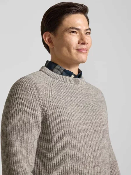Sweter z dzianiny z czystej bawełny model BARBOUR HORSEFORD'
