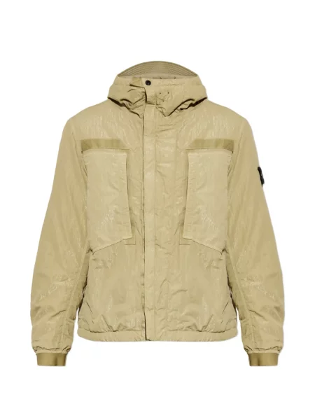Geacă Stone Island cu glugă cu strasuri verde