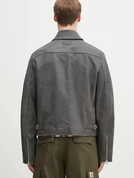 Kenzo geaca de piele de tranzitie gri