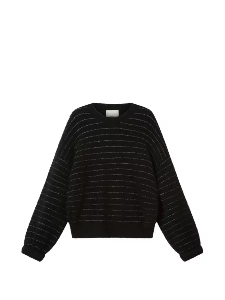 Pulover Isabel Marant de mătase cu dungi negru