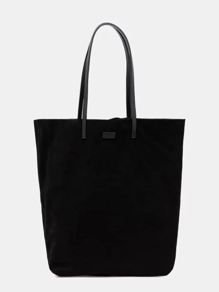 Велурена чанта Pollini черно