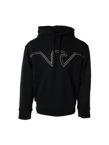 Bluza z kapturem Armani z kapturem z dżerseju z logo niebieska