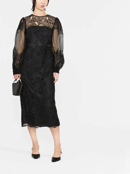 Μίντι φόρεμα Alberta Ferretti με δαντέλα μαύρο