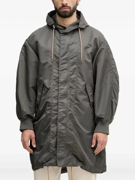 Palton Armani Exchange cu glugă verde