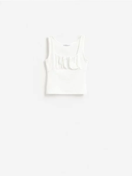 Reserved Top cu fronseuri alb