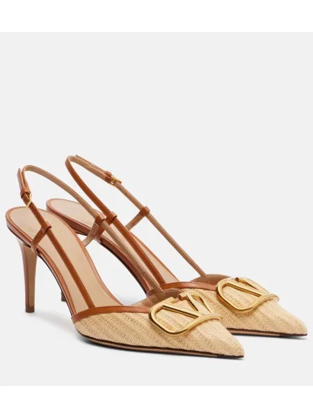 Usnjene salonarji Valentino Garavani z odprtimi petami bež