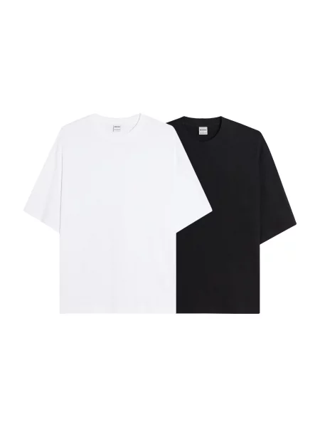 Bershka Tricou negru alb