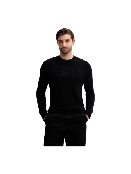 Sweter Guess z logo czarny