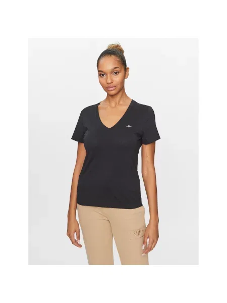 Gant T-shirt Reg Shield Ss V-Neck crna