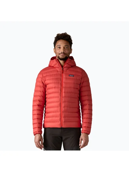 Férfi pehelydzseki Patagonia Down Sweater Hoody amanita red. Méret: L piros