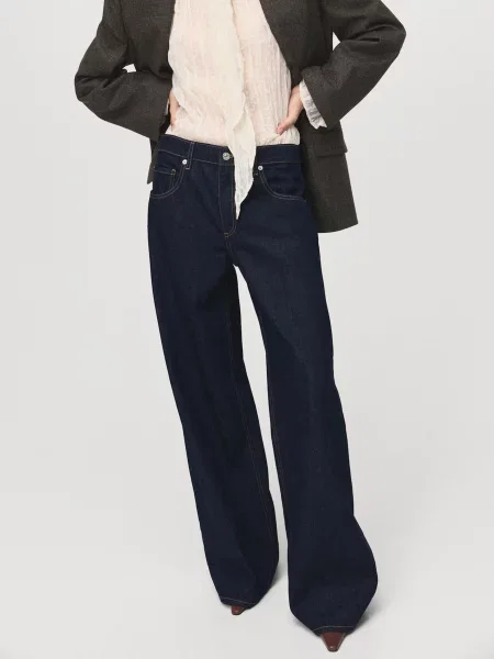Широкі джинси MANGO темно-синій сині