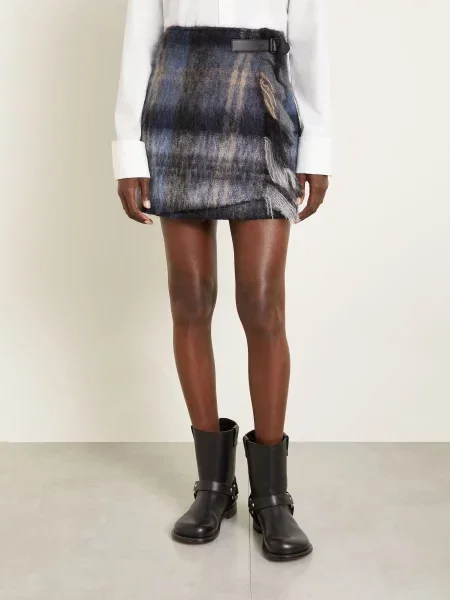 Loewe Spódnica Kopertowa Z Dodatkiem Moheru blau granatowa