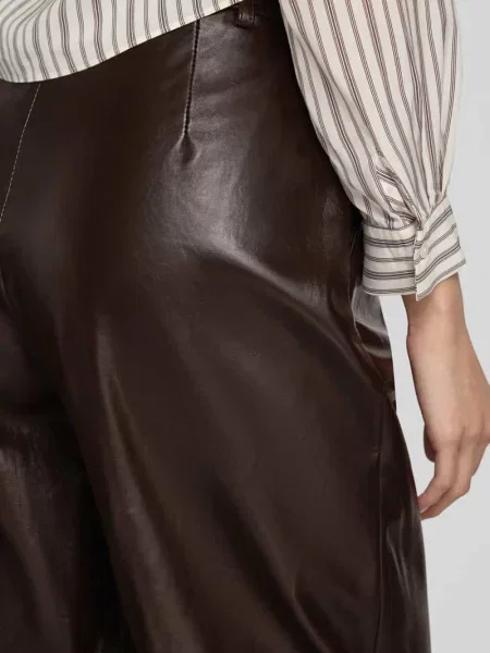 Spodnie ze skóry o kroju tapered fit z naturalnej skóry jagnięcej Max Mara Studio