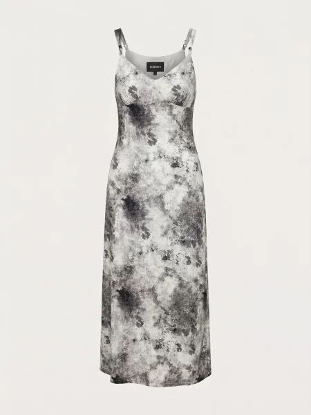 KOROSHI Rochie gri alb