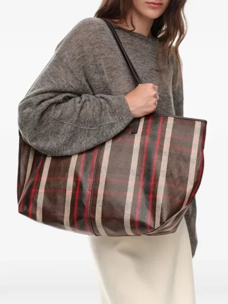 Καρό τσάντα shopper Bimba Y Lola καφέ