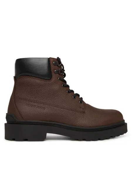 Tommy Jeans buty TJM LACE UP BOOT LEATHER brązowy