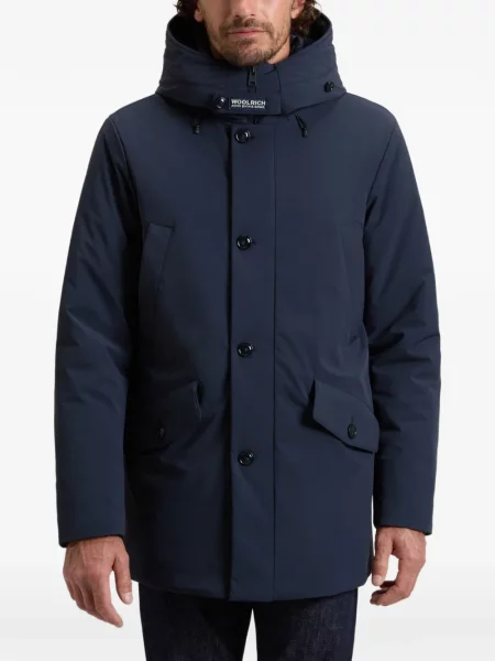 Geacă parka Woolrich cu glugă stretch albastru
