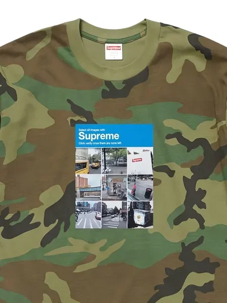 Tricou Supreme cu imagine cu model camuflaj verde