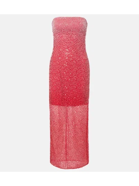 Rochie maxi Rotate cu mărgele de costum roz
