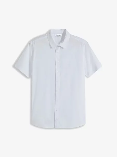 Koszula z krótkim rękawem ze stretchem slim fit biała