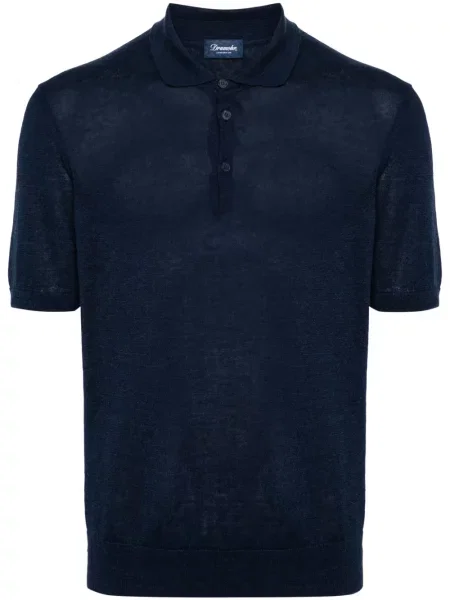 Lanena polo majica Drumohr plava