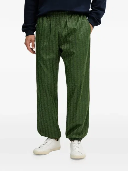 Pantaloni Lacoste cu imprimeu geometric verde