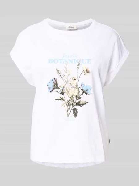 T-shirt o kroju relaxed fit z czystej bawełny S.oliver Red Label biała