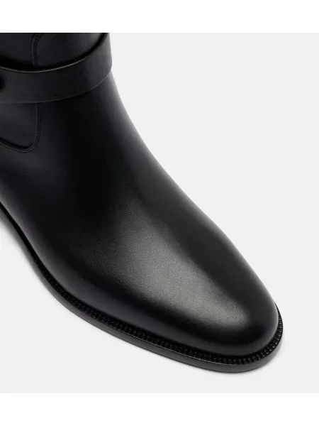 Botine Christian Louboutin din piele biker negru