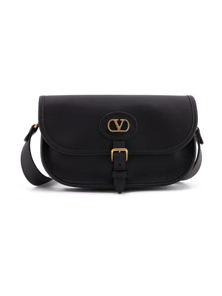 Lniana torebka crossbody Valentino Garavani czarna