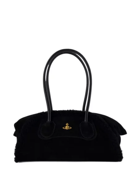 Geantă Vivienne Westwood din piele de oaie negru