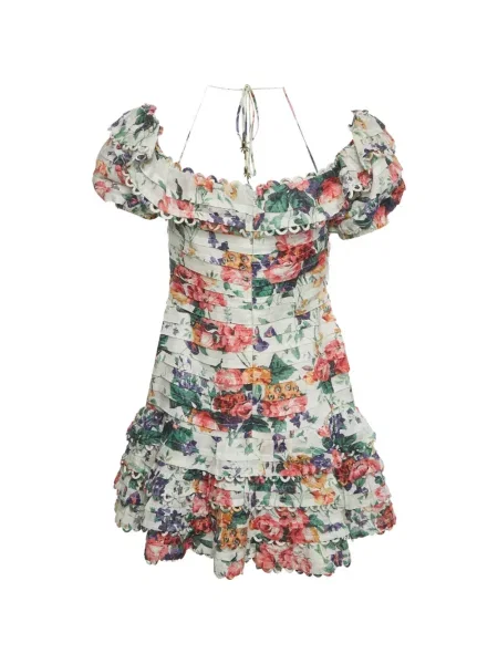 Rochie mini Zimmermann cu model floral cu imagine alb