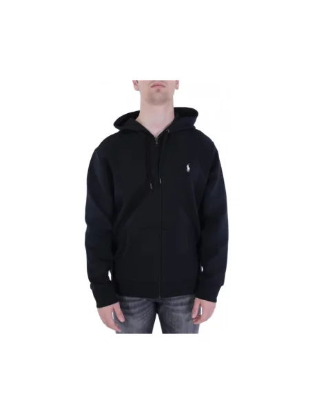Dzianinowa bluza z kapturem Polo Ralph Lauren z kapturem czarna
