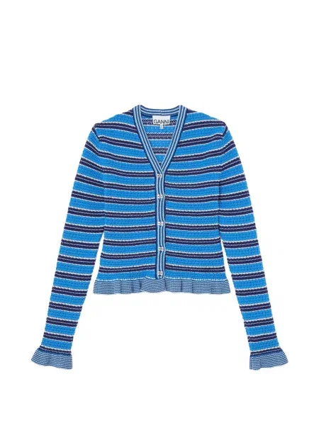 Cardigan Ganni tricotate albastru