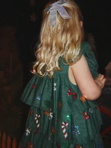 Konges Sløjd rochie evazată YVONNE CHRISTMAS DRESS verde