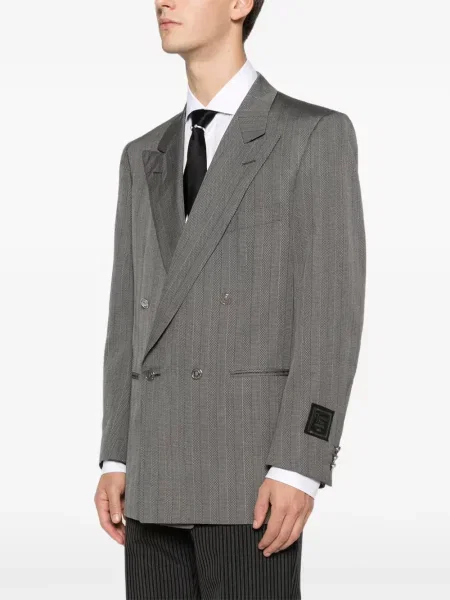 Pruhované dvouřadé sako Christian Dior Pre-owned šedé