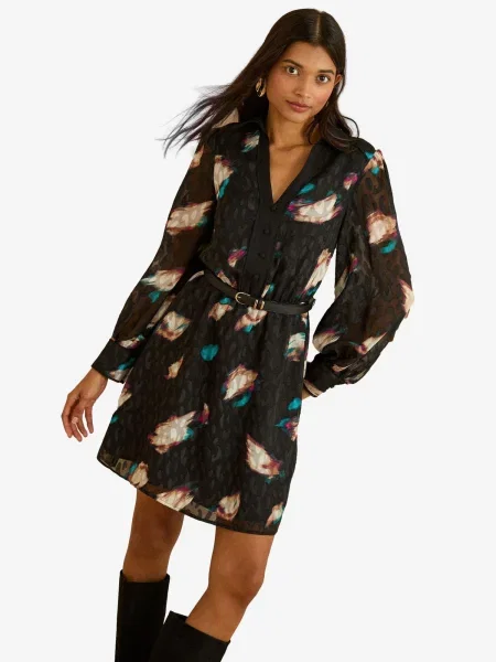 Love & roses Rochie tip bluză bej / turcoaz / fucsia negru