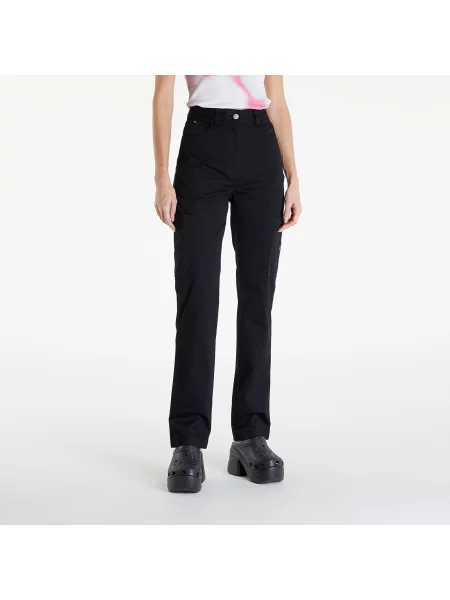 Pantaloni Calvin Klein Jeans Woven Label High Rise Straight Pant Black XL negru