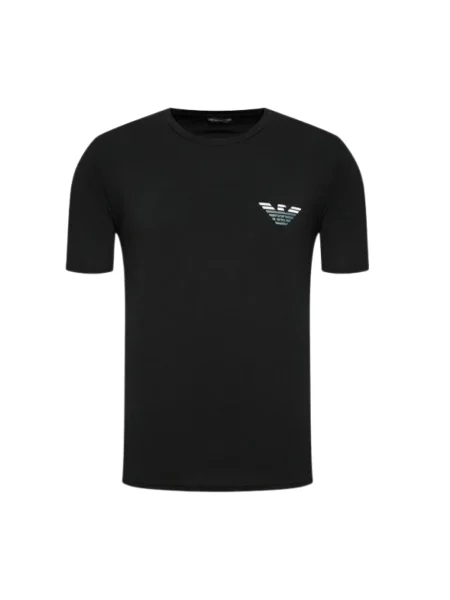 Koszulka Emporio Armani w paski z logo czarna
